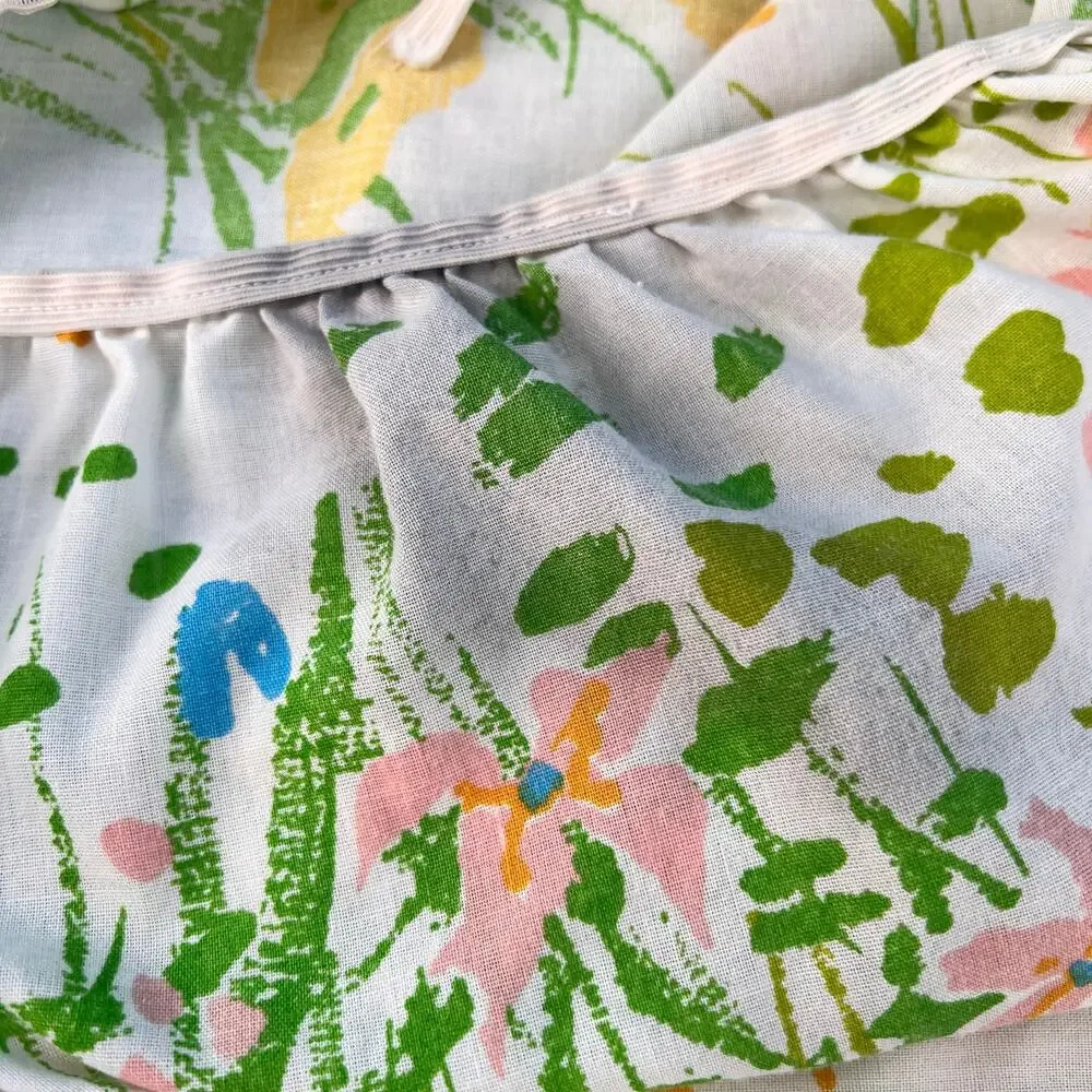 Vintage 70s Cottagecore Floral Butterfly Twin Fitted Sheet 1970s